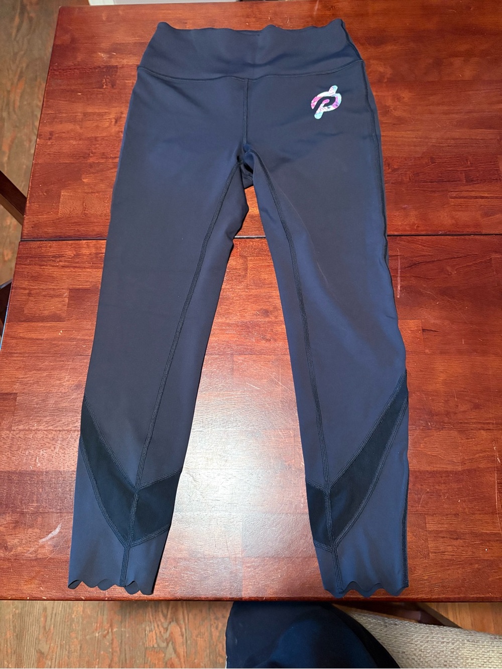 Peloton Black Womens Multicolor Logo Leggings